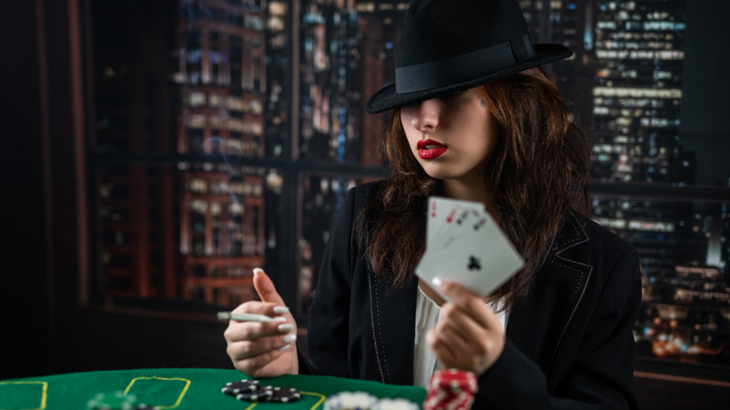 woman playing poker