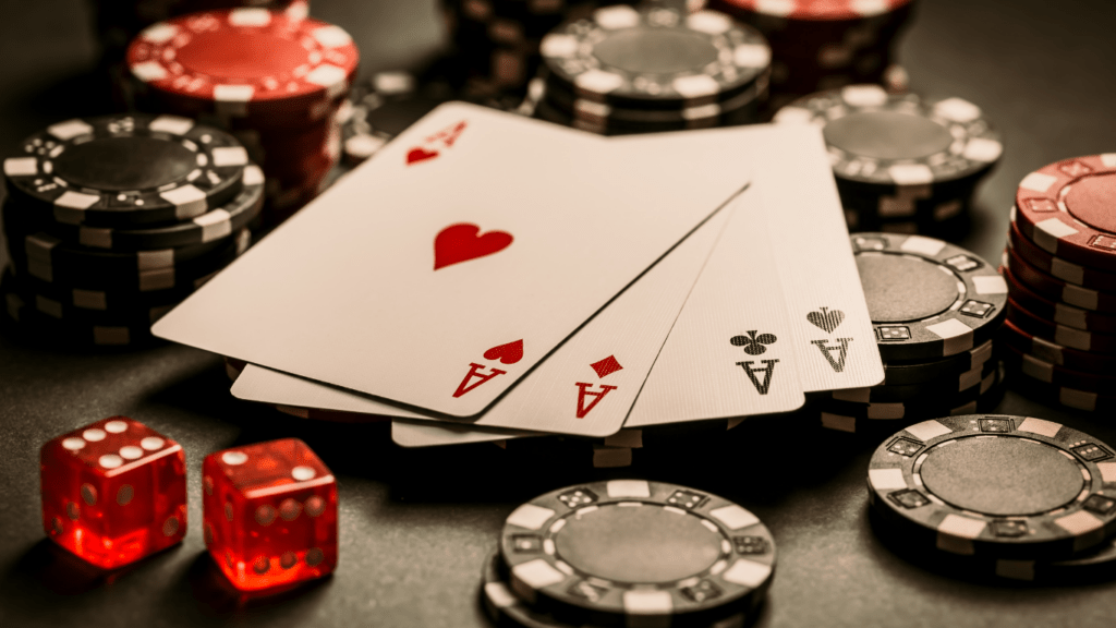 cards and chips in the table