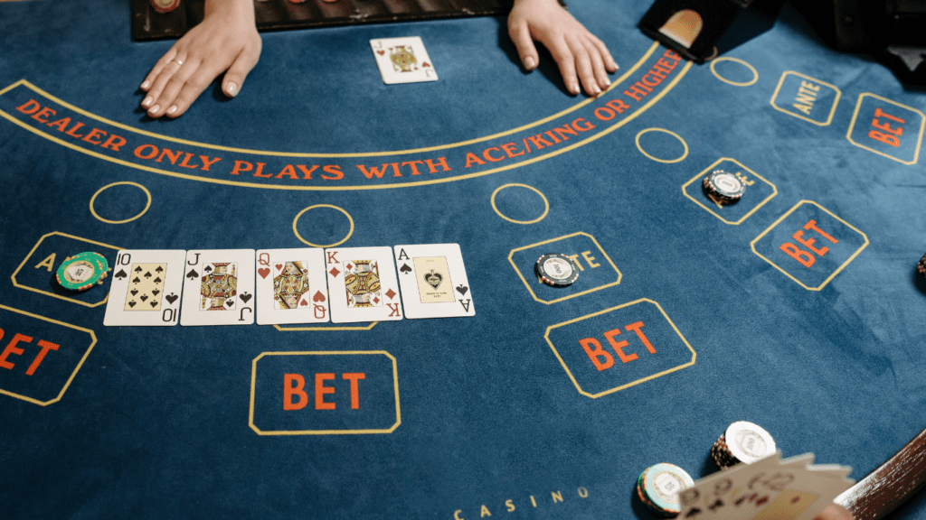 poker table with cards